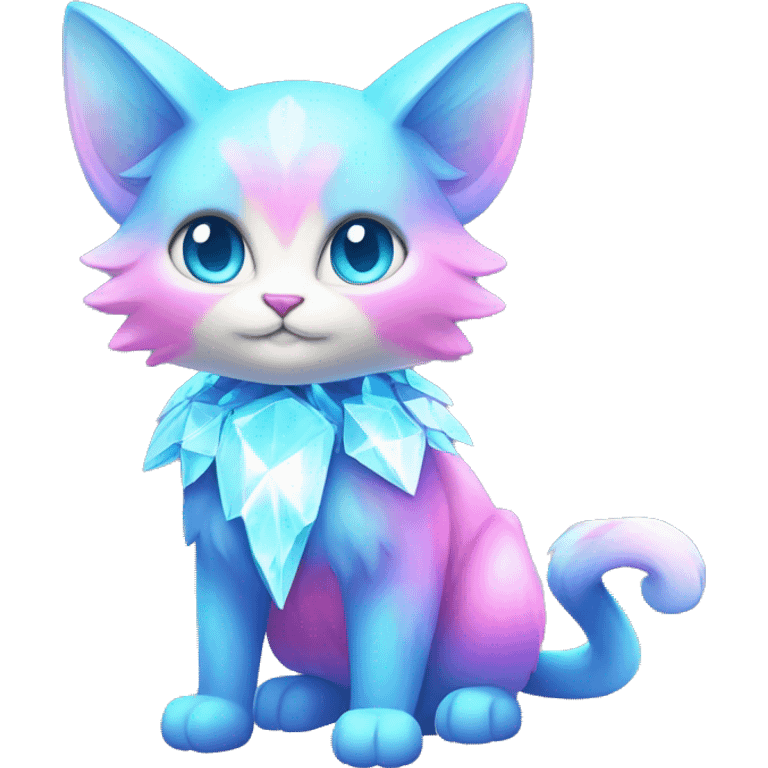 Shiny Pink-Blue-gradient Diamond-Fairy-type-Fakémon-Cat full body emoji