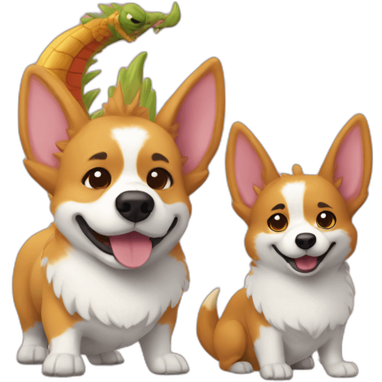 Corgi and dragon emoji