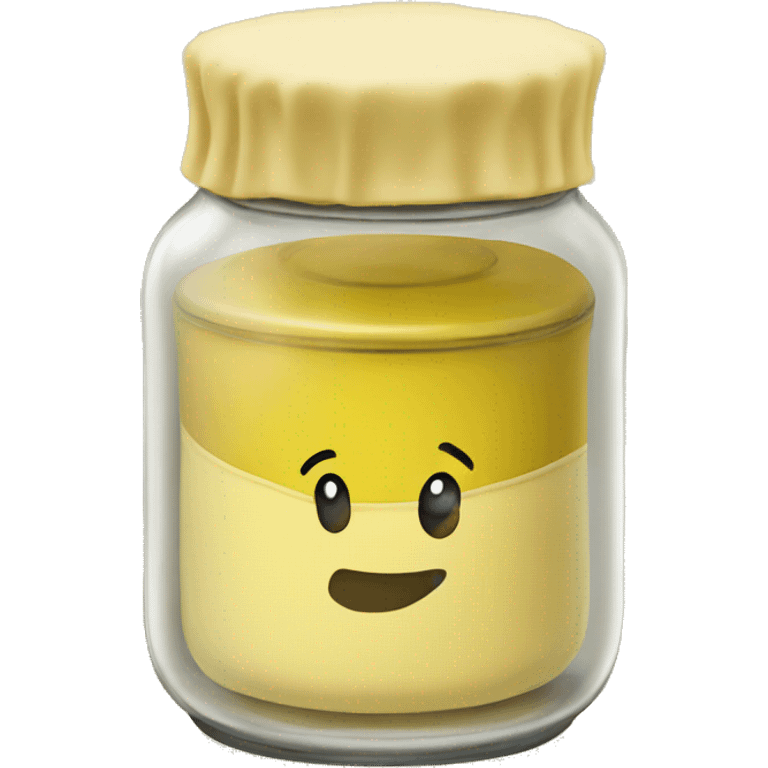 yellow tea filled glass jar with cloth lid emoji