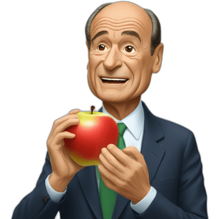 jacque chirac eating apple emoji