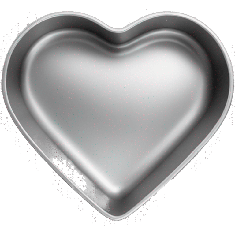 Realistic flat sitting silver heart shaped cake pan emoji