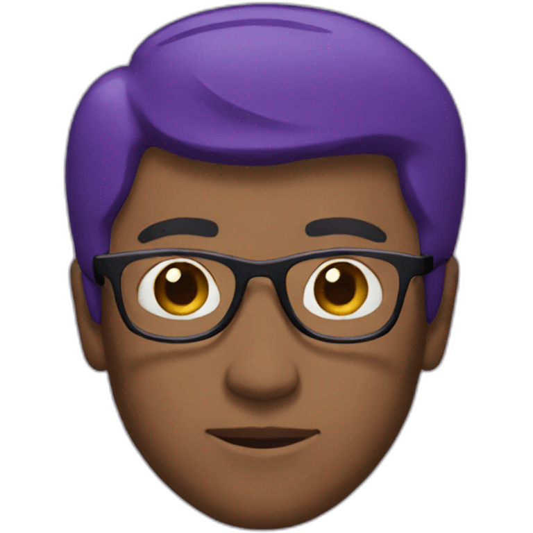 Man with glasses, purple sweater really short hair emoji