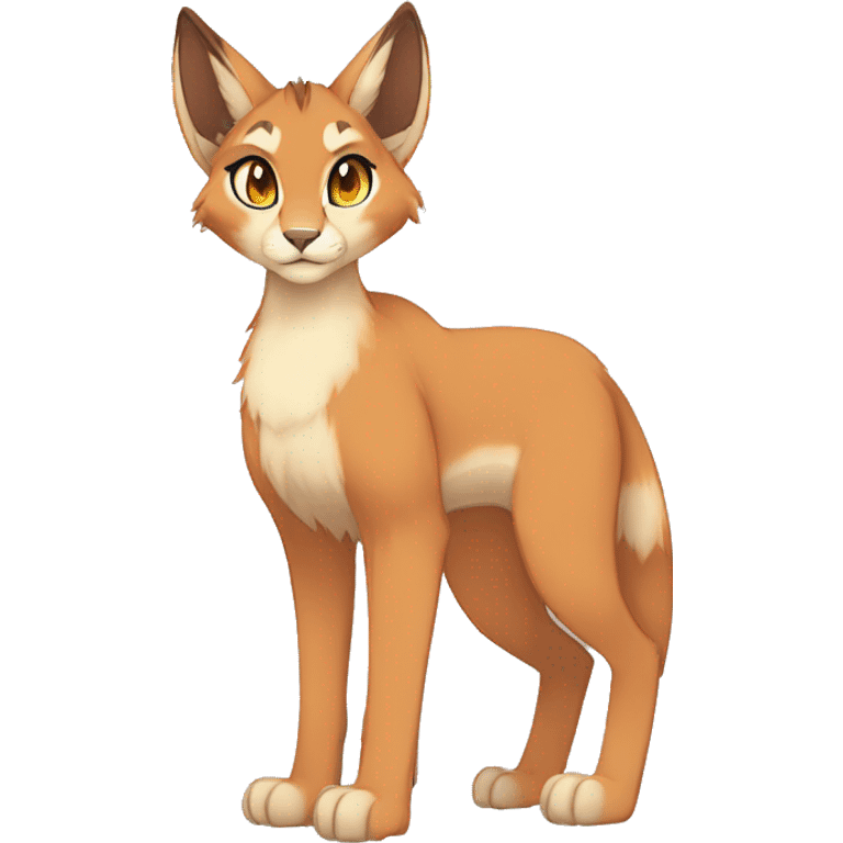 Anthro Beige-Orange-Brown Fur-Sona-Fakemon Lynx-Caracal Full Body emoji