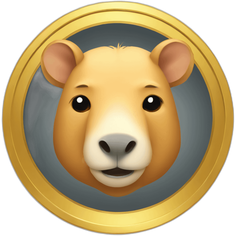 a gold coin with the face of a capybara as a symbol of the currency emoji