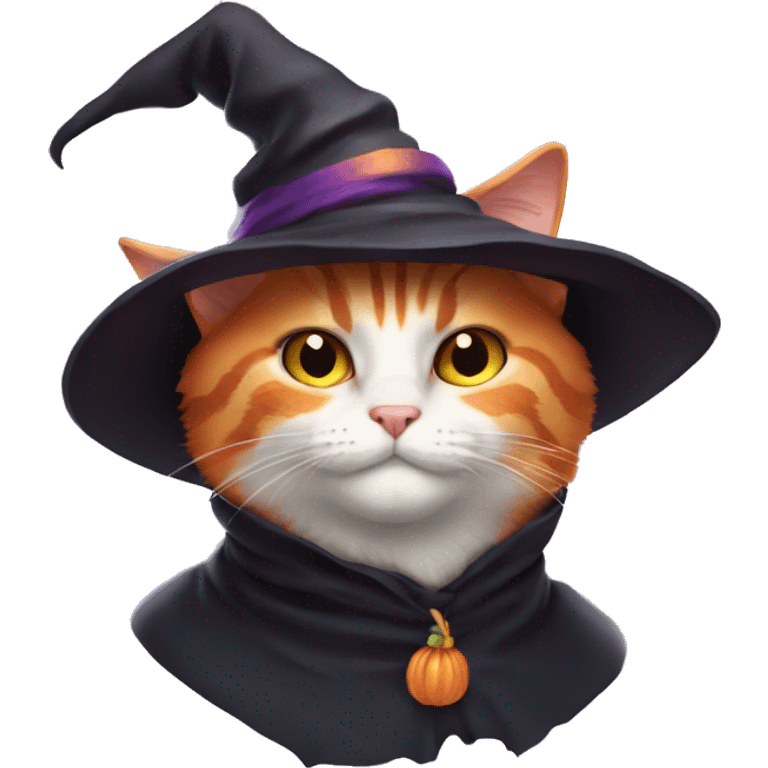 Orange cat with witch hat emoji