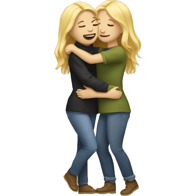 two blonde friends hugging full body  emoji