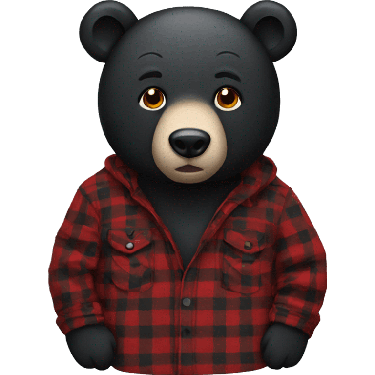 Black bear with red and black flannel emoji