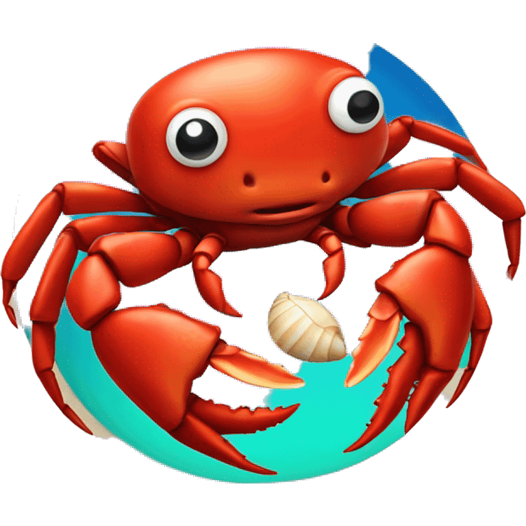 red crab holding a shell in its hands emoji