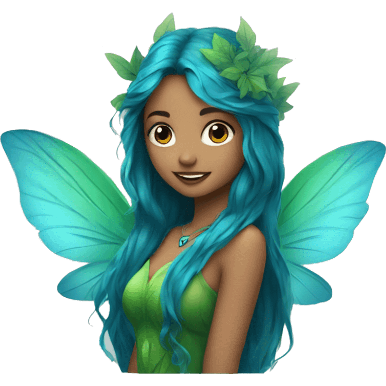 Beautiful, leaf, fairy, blue, turqoise, green, long hair, big wings emoji