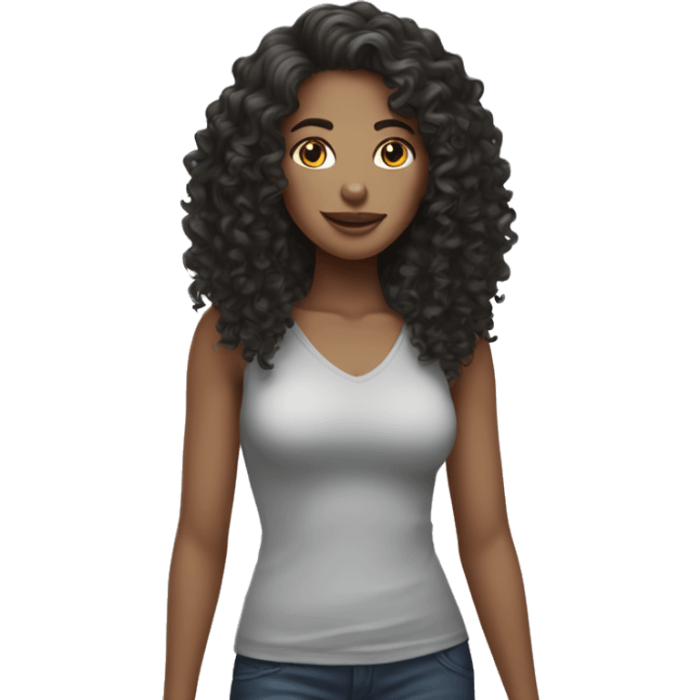 Woman with curly blach hair,white skin emoji