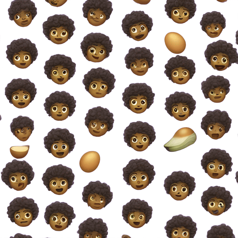 Curly haired boy eating egg plant  emoji