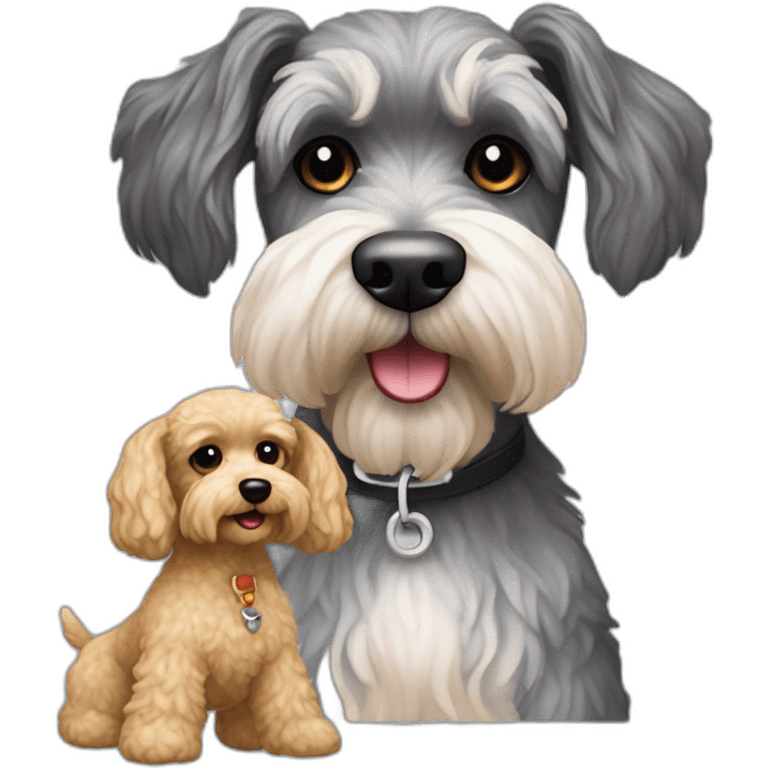 Schnauzer y un mini toys poodle que estén juntos emoji