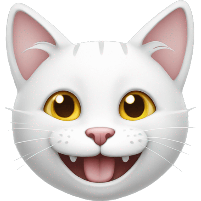 white cat smiling teeth emoji