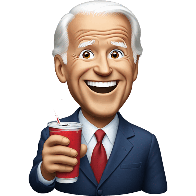 Joe biden holding soda smiles  emoji