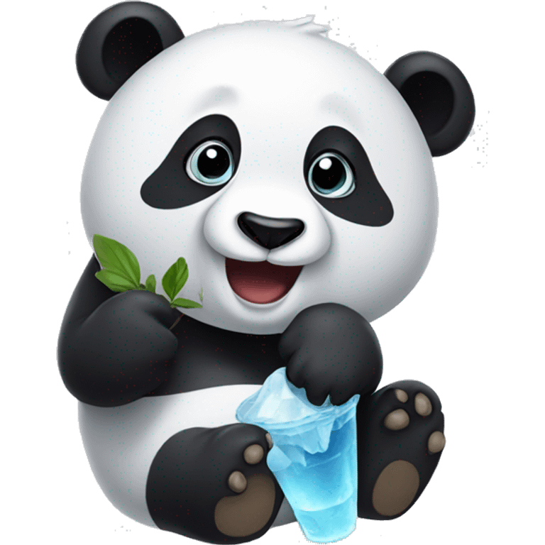 Panda eating ice emoji