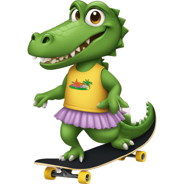 Crocodile en tutu sur un skateboard  emoji