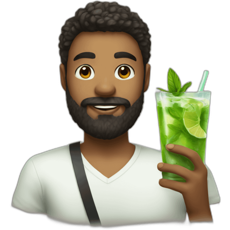 beard boy with mojito emoji