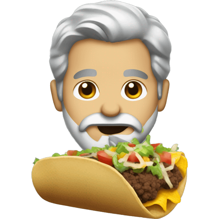 man-black-grey-hair-beard eating a taco emoji