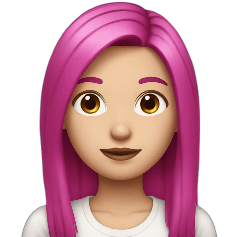 White girl with medium long straight magenta hair  emoji