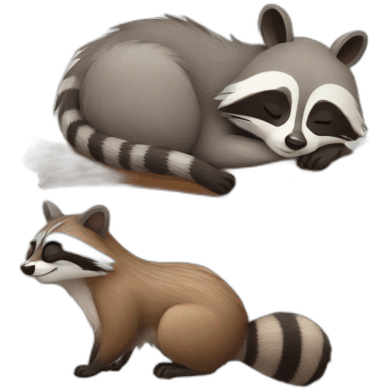 raccoon and a squirrel sleeping emoji