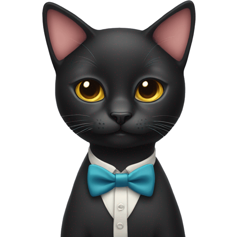 black cat wearing bow tie emoji