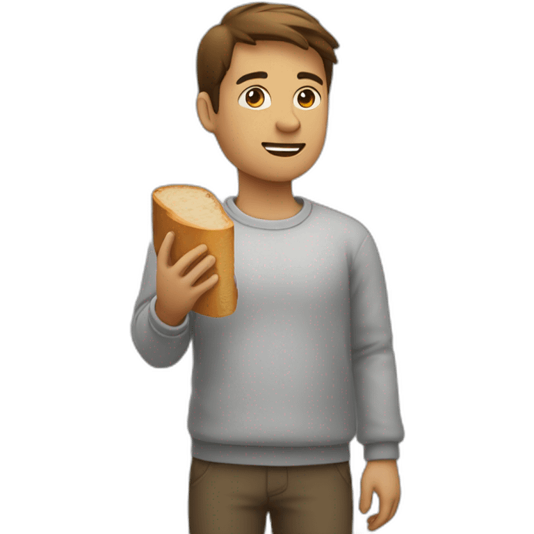 /  person with a side view holding a piece of bread ready to eat/ emoji