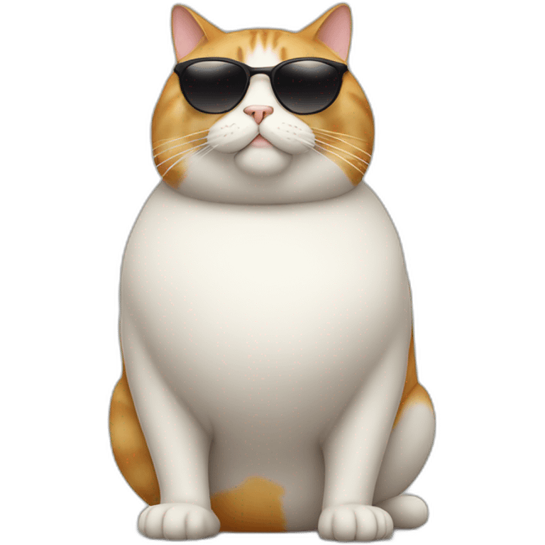 fat cat with sunglass full body  emoji