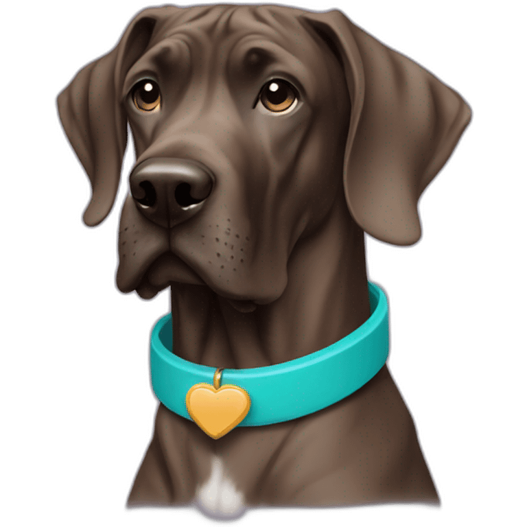 Brown Great Dane with turquoise collar emoji