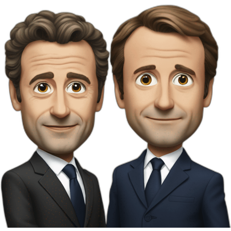 Nicolas Sarkozi and Francois Holland with Macron emoji