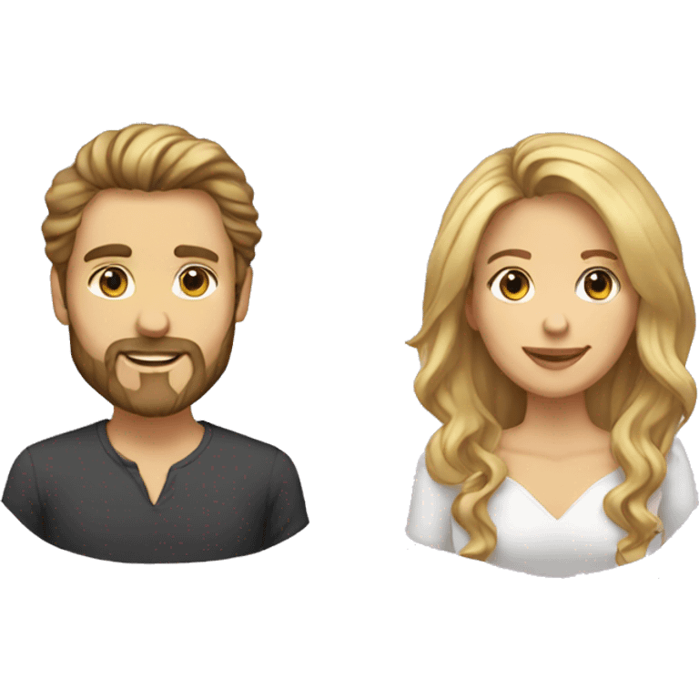 Woman-with-long-brown-waved-hair-and- blonde hair man with beard  emoji