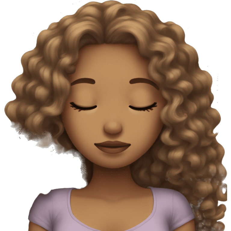 IGirl with long curly hair sleeping emoji