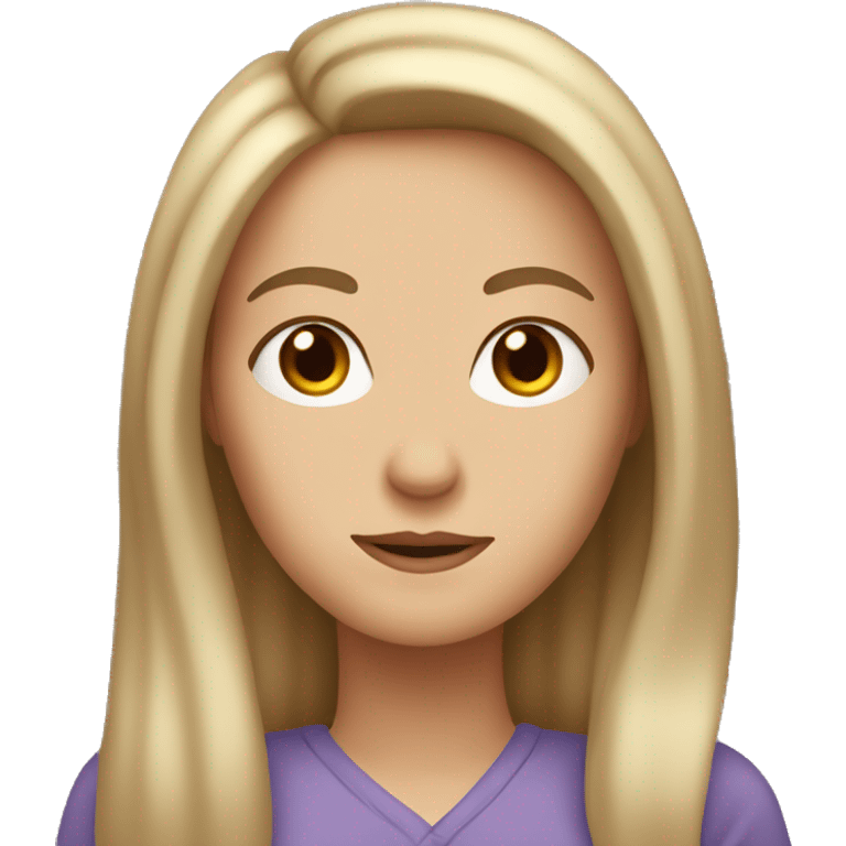 white mom with long brow straigt hair and brown eyes, only face with hai emoji