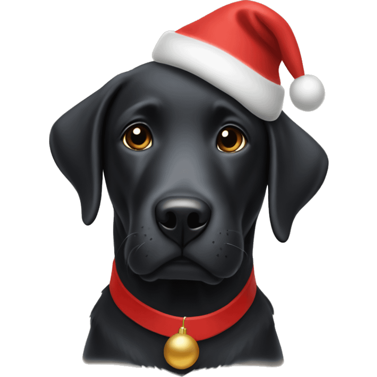 Black Labrador dog wearing Christmas hat emoji