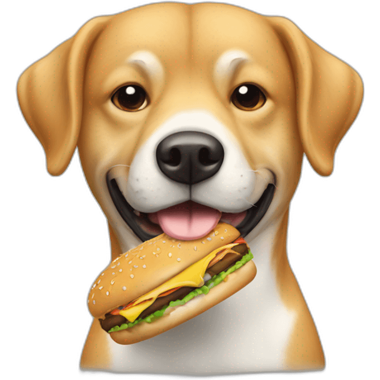 Un chien qui mange un hamburger  emoji