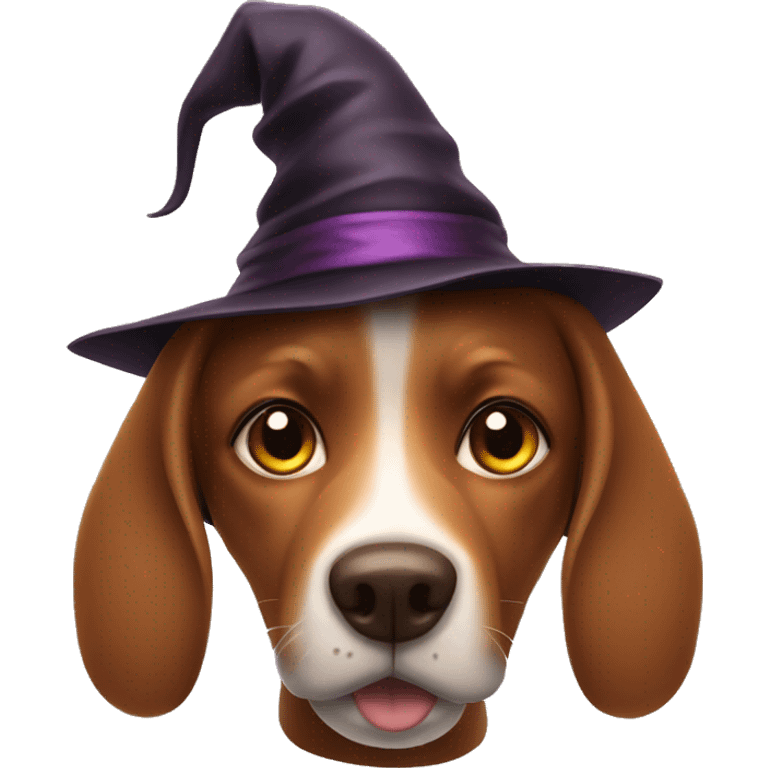 brown dog with witch hat emoji