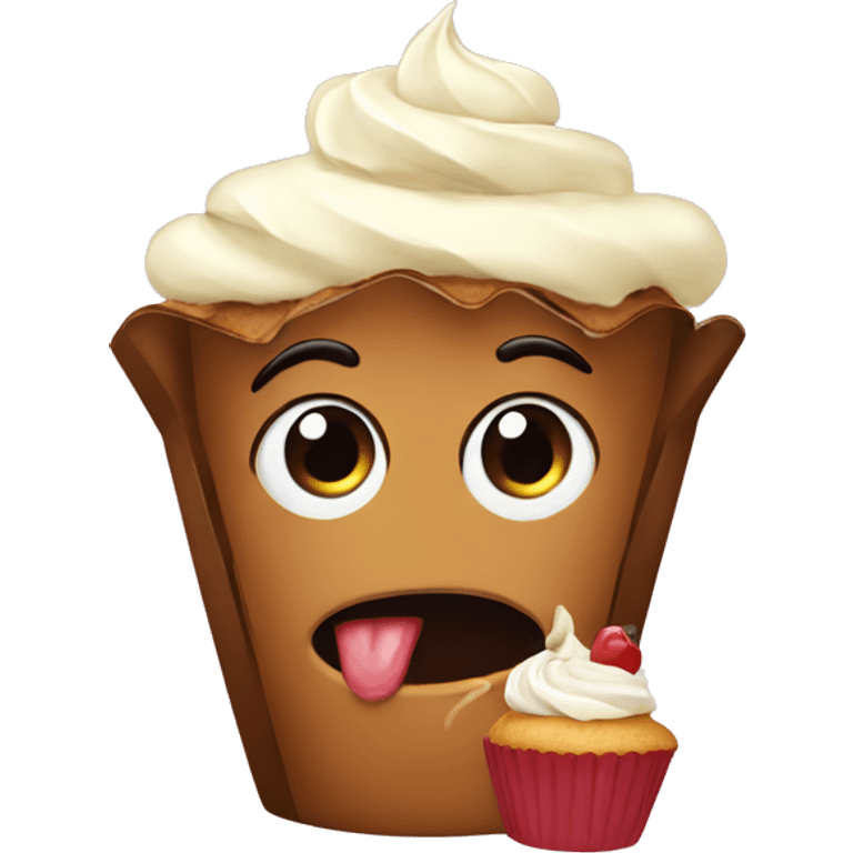 Eating cupcake emoji