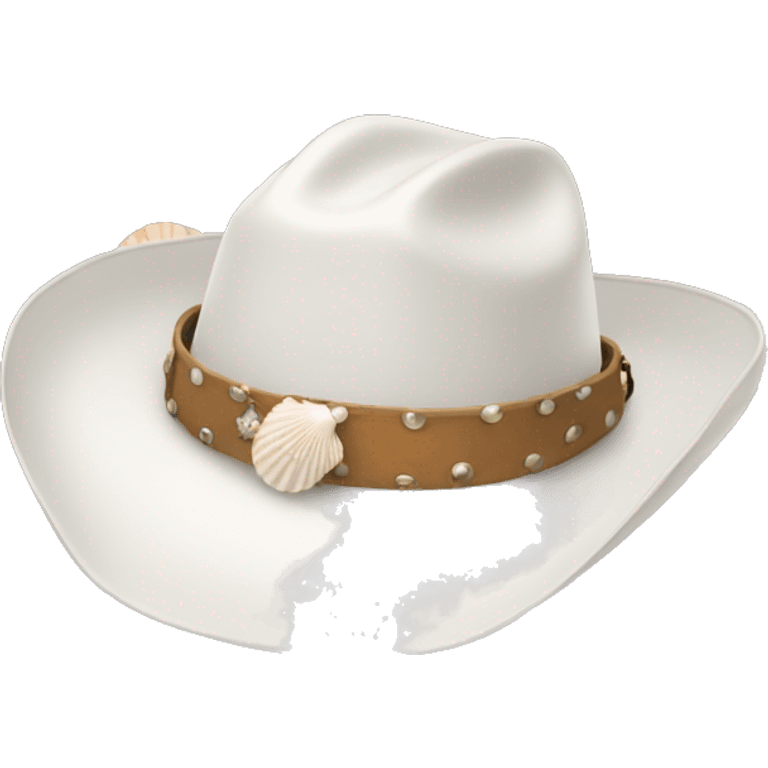 White cowgirl hat with seashell band emoji