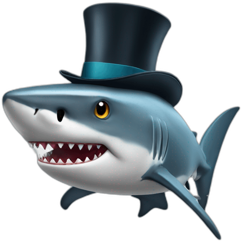 Shark with a top hat emoji