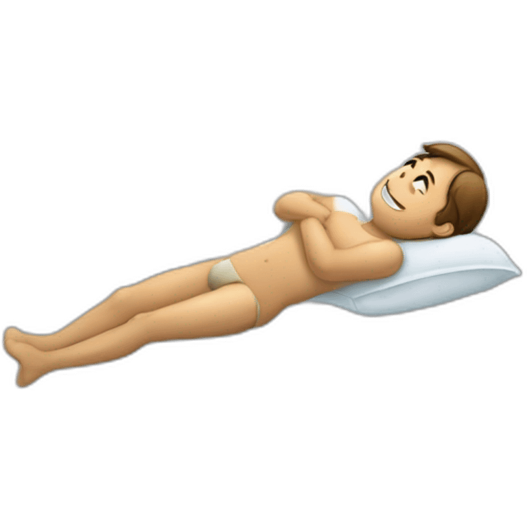 un homme allongé dans un lit fixant le plafond emoji