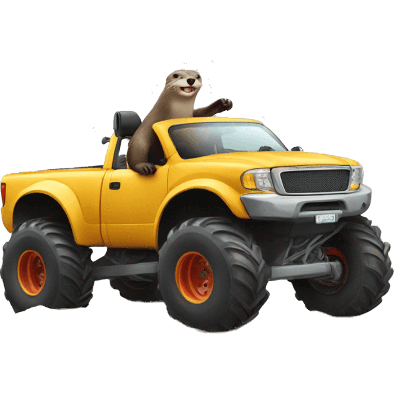 an otter driving a big monster truck emoji