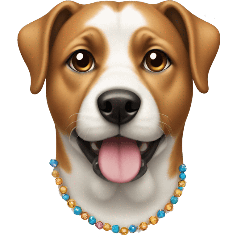 Dog with bead earrings on ears emoji