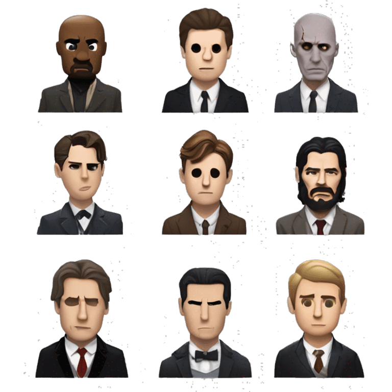 patrick bateman, thomas shelby, john wick, tyler durden ve kratos'un birleşimi  emoji