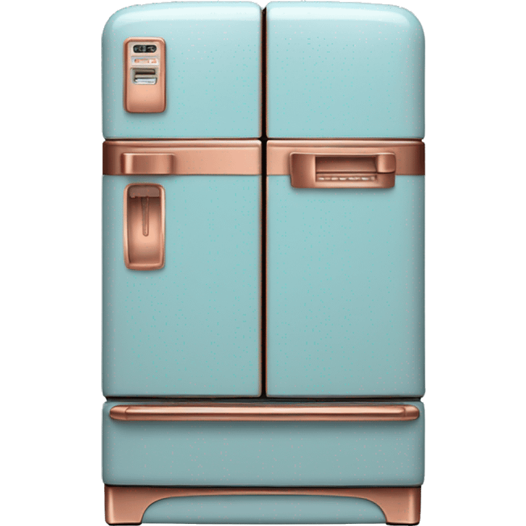 Realistic pastel blue and metallic copper vintage fridge.  emoji