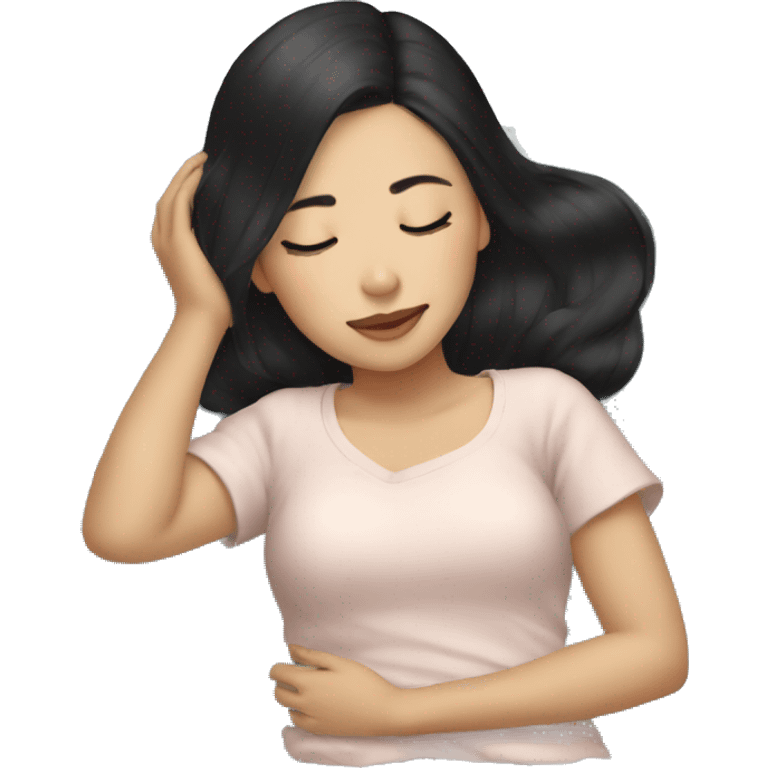 Coquette asian black hair girl sleeping  emoji