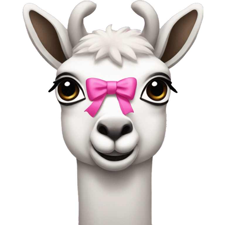 A lama with a pink bow on it emoji