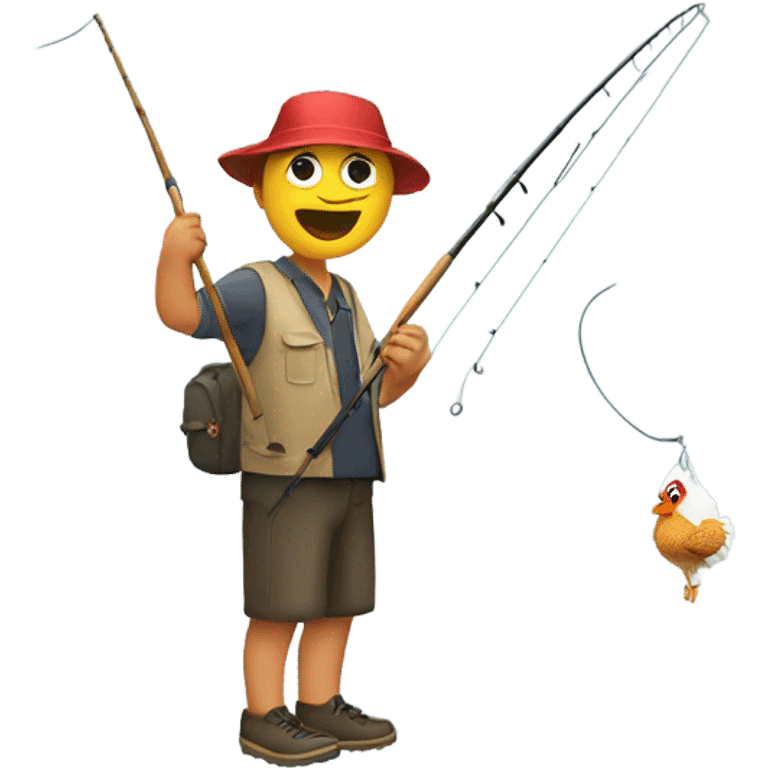 person fishing with fried chicken on the fishing pole emoji