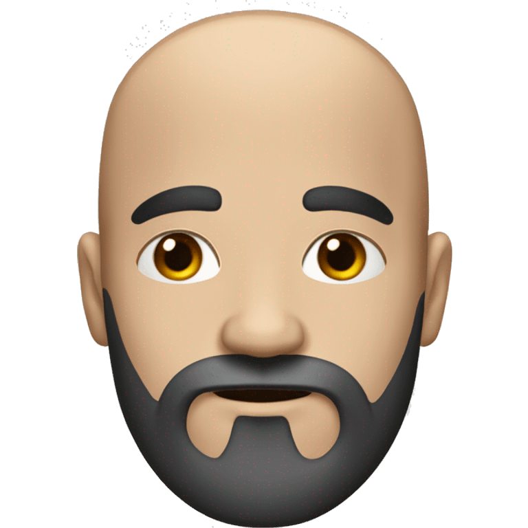 Bald guy with a black beard with some grays and dark brown eyes and strong bushy eyebrows emoji