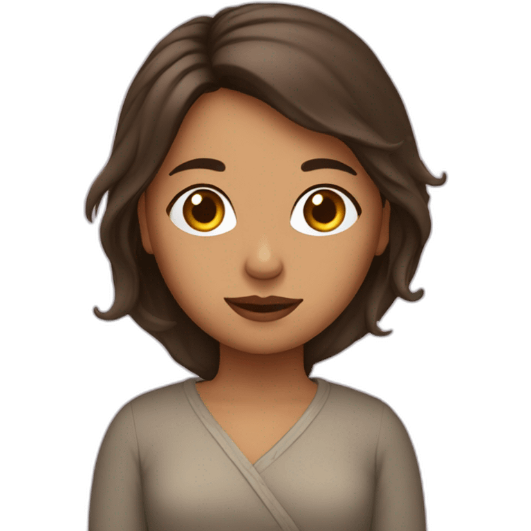 Fille brune avec une couette emoji