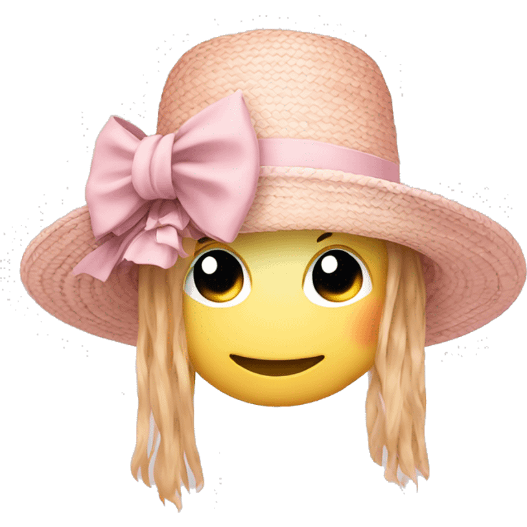 straw hat with bow pastel pink emoji