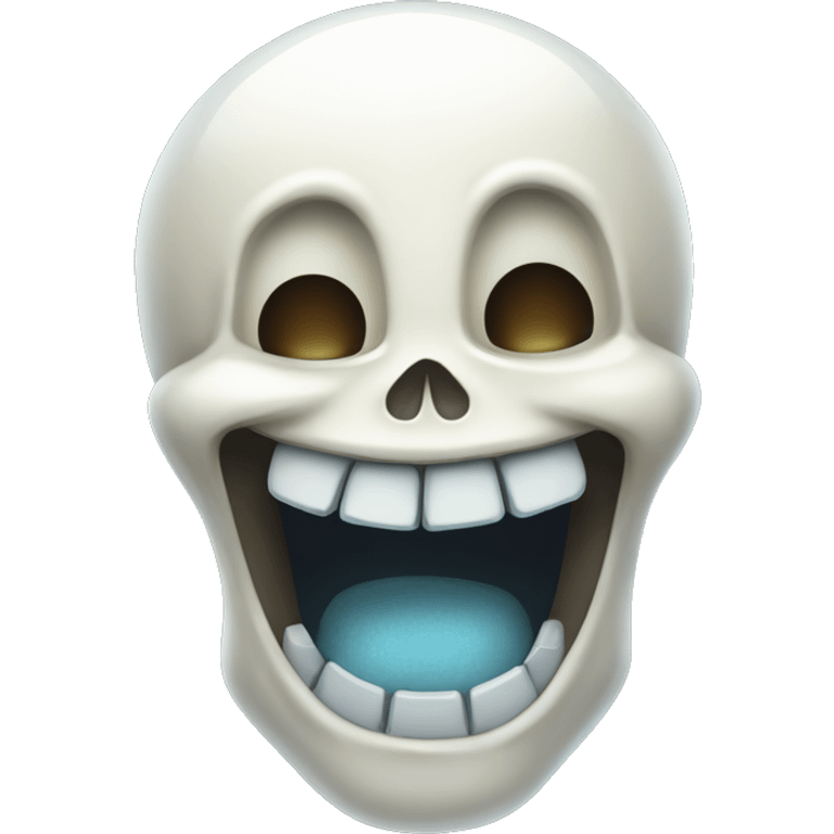 Ice chiseled white skull laughing emoji